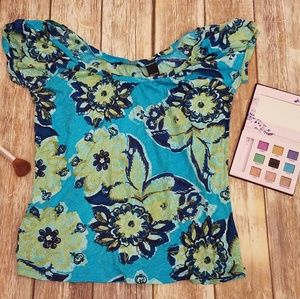 New York & Company Pretty Floral Top Small S